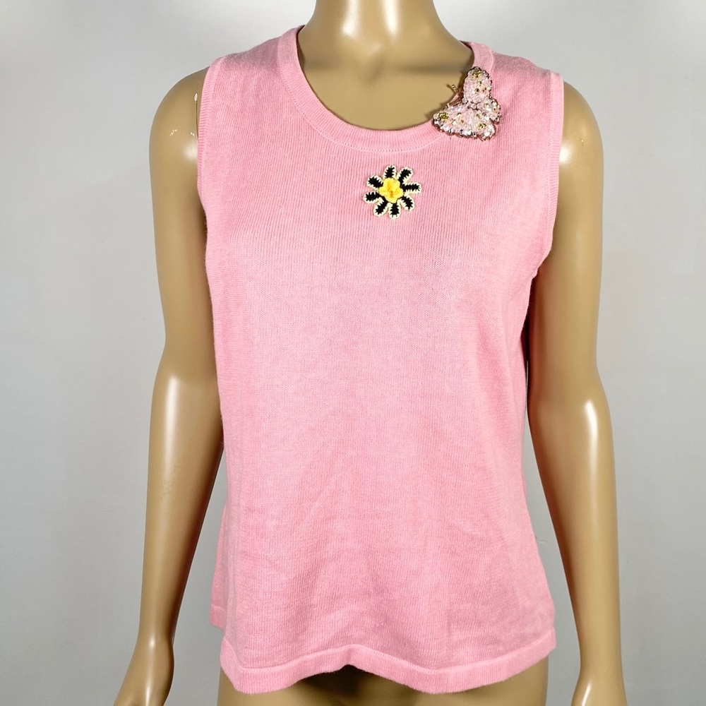 Storybook Knits HSN Size Small Embroidered Embellished Sunburst Butterfly Tank